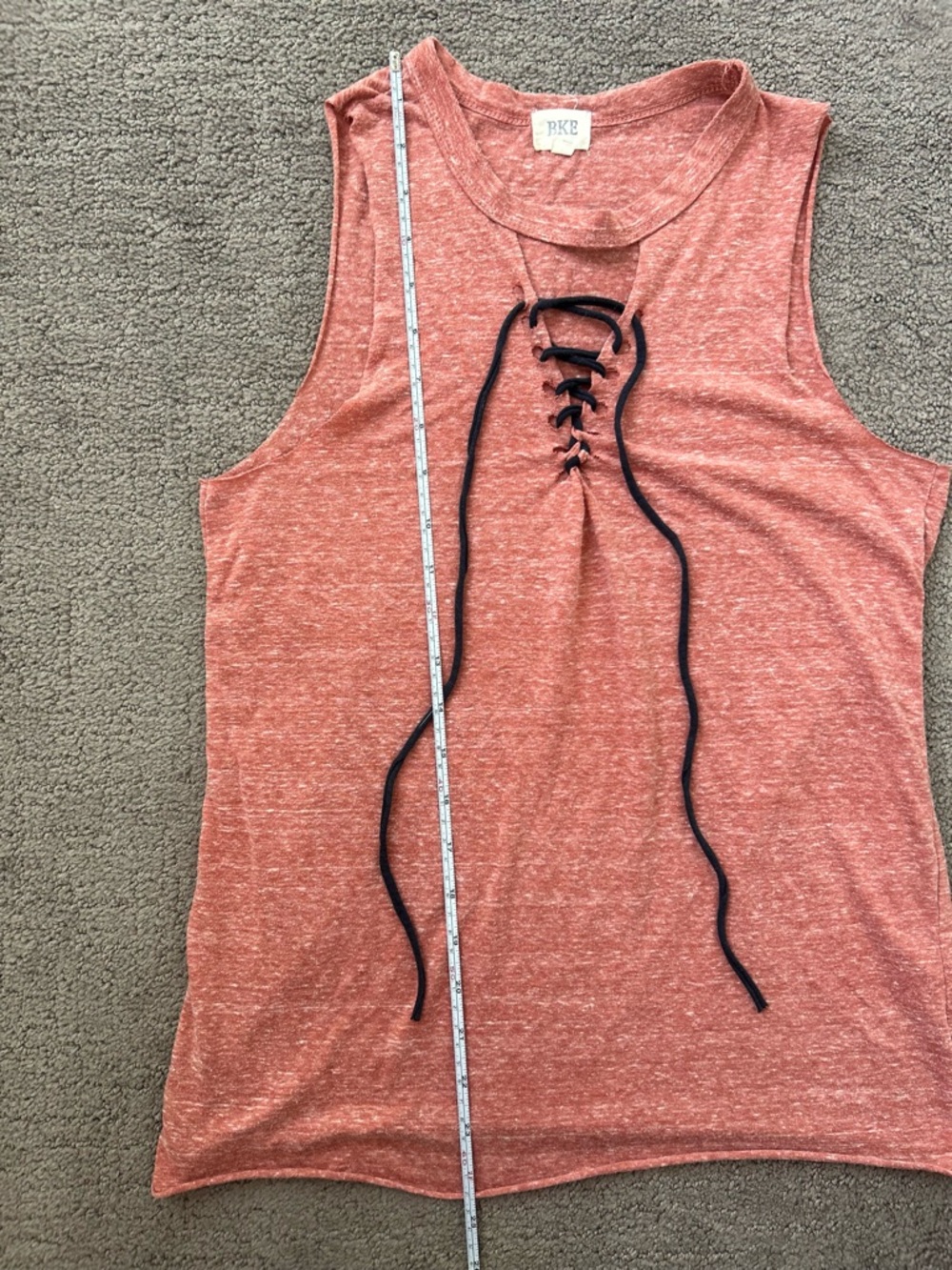BKE Buckle Rust Heather Lace-Up Muscle Tank Sleeveless Boho Western Size S - Picture 5 of 8